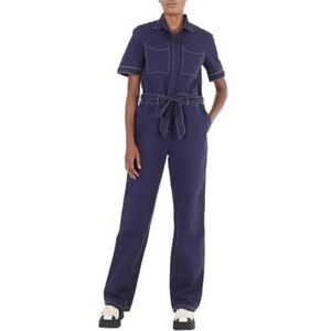Burberry Vintage Blue Jumpsuit with Wide-Leg Design